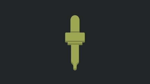 Ікона Зеленого Піпетта Ізольована Чорному Тлі Елемент Медичного Косметичного Хімічного — стокове відео