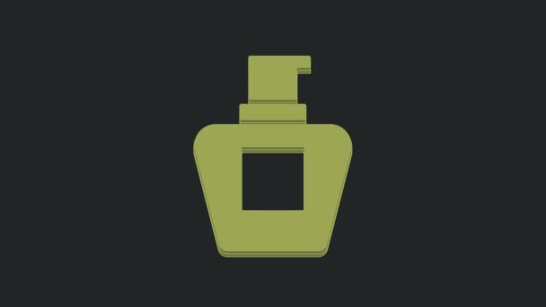 黒の背景に隔離されたグリーンクリームまたは化粧水チューブアイコン 女性のためのボディケア製品 4Kビデオモーショングラフィックアニメーション — ストック動画
