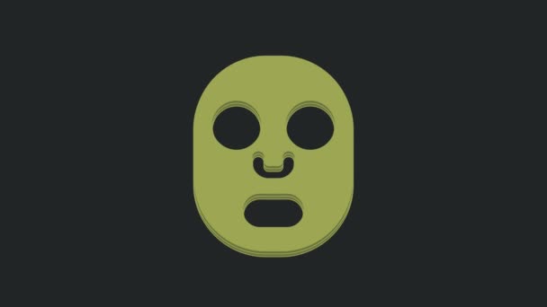 Green Facial Cosmetische Masker Pictogram Geïsoleerd Zwarte Achtergrond Cosmetologie Geneeskunde — Stockvideo