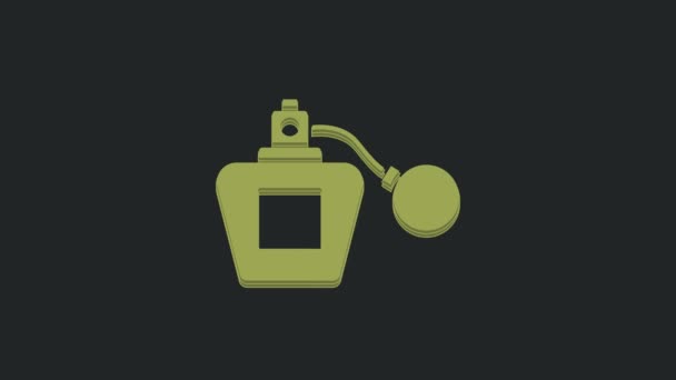 Icono Perfume Verde Aislado Sobre Fondo Negro Animación Gráfica Vídeo — Vídeos de Stock