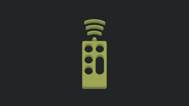 黒の背景に隔離された緑のリモートコントロールアイコン 4Kビデオモーショングラフィックアニメーション — ストック動画