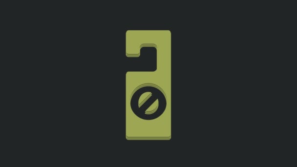 Зеленый Пожалуйста Мешайте Иконке Выделенной Черном Фоне Вешалка Дверей Отеля — стоковое видео