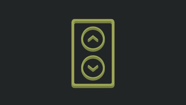 Icono Elevación Verde Aislado Sobre Fondo Negro Símbolo Del Ascensor — Vídeos de Stock