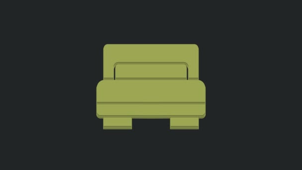 Green Hotelzimmer Bett Symbol Isoliert Auf Schwarzem Hintergrund Video Motion — Stockvideo