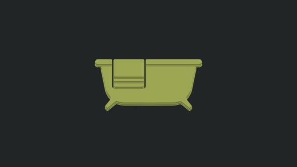 绿色浴缸图标隔离在黑色背景 4K视频运动图形动画 — 图库视频影像