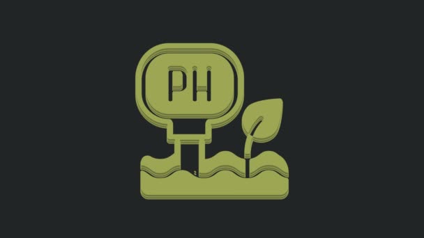 绿色土壤Ph测试图标隔离在黑色背景 Ph地球测试 4K视频运动图形动画 — 图库视频影像