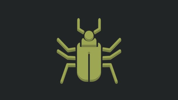 在黑色背景上孤立的绿色昆虫苍蝇图标 4K视频运动图形动画 — 图库视频影像