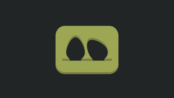 Icono Huevo Pollo Verde Aislado Sobre Fondo Negro Animación Gráfica — Vídeo de stock