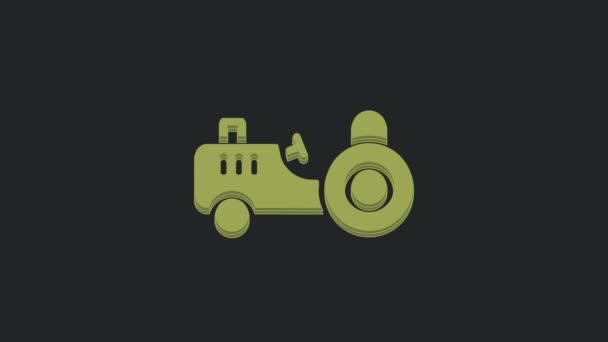 Zielona Ikona Ciągnika Izolowana Czarnym Tle Animacja Graficzna Ruchu Wideo — Wideo stockowe