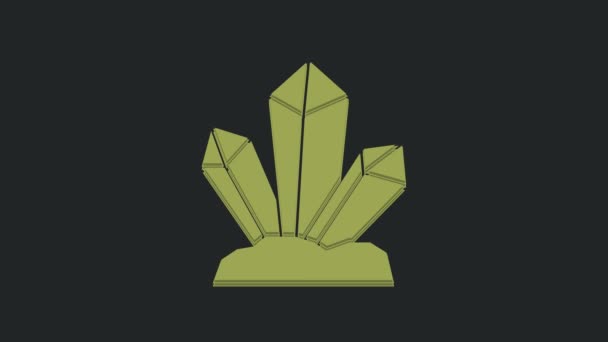 绿色魔法石图标隔离在黑色背景 幻想水晶 游戏用珠宝宝石 4K视频运动图形动画 — 图库视频影像