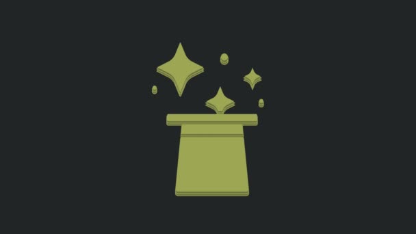 Піктограма Зеленого Магічного Капелюха Ізольована Чорному Тлі Чарівний Трюк Таємнича — стокове відео