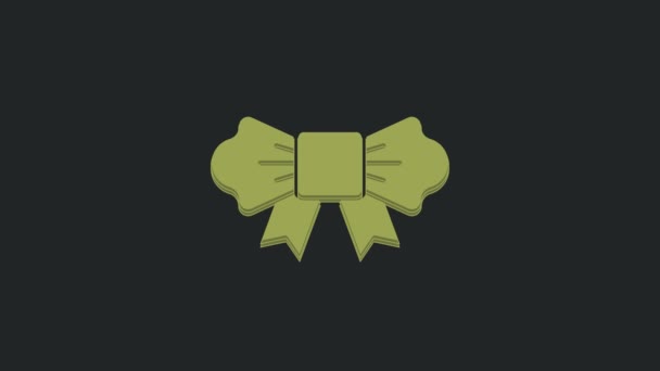 绿色弓形领带图标孤立在黑色背景 4K视频运动图形动画 — 图库视频影像