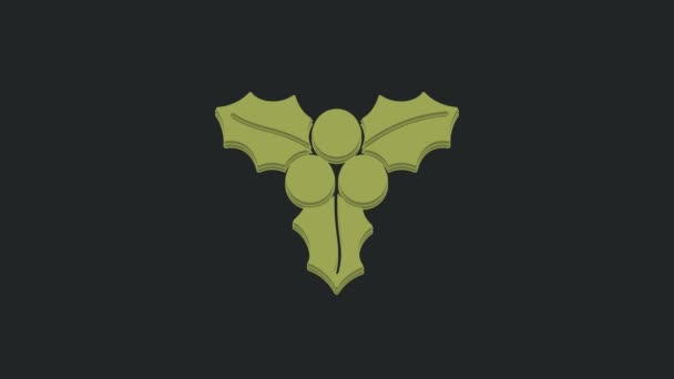 Green Branch Viburnum Або Guelder Троянди Ікона Ізольована Чорному Тлі — стокове відео