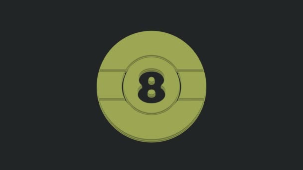 绿色台球池斯诺克球与8号图标隔离在黑色背景 4K视频运动图形动画 — 图库视频影像