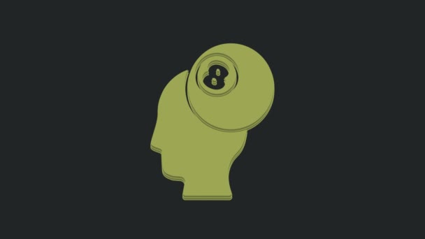 绿色台球池斯诺克球与8号图标隔离在黑色背景 4K视频运动图形动画 — 图库视频影像
