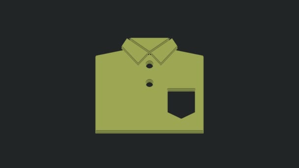 Icono Camisa Bowling Verde Aislado Sobre Fondo Negro Animación Gráfica — Vídeos de Stock