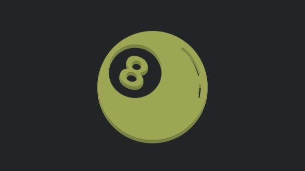 Зеленый Бильярд Бильярд Бильярд Мяч Номером Значок Изолирован Черном Фоне — стоковое видео