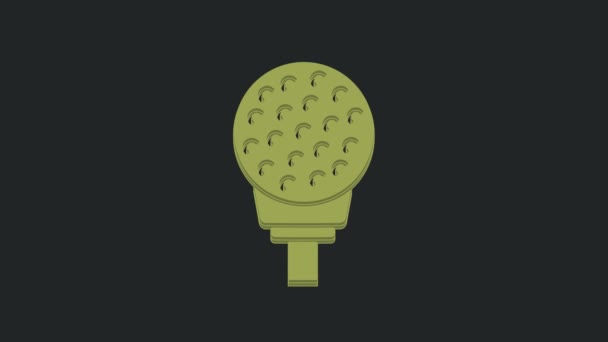 球座上的绿色高尔夫球图标与黑色背景隔离 4K视频运动图形动画 — 图库视频影像