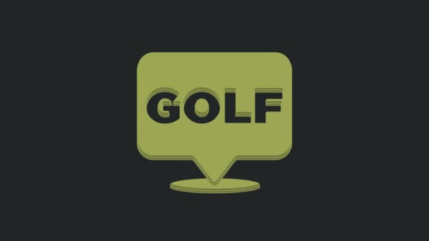 Ícone Etiqueta Verde Golf Isolado Fundo Preto Animação Gráfica Movimento — Vídeo de Stock