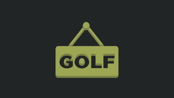 Icono Etiqueta Green Golf Aislado Sobre Fondo Negro Animación Gráfica — Vídeo de stock