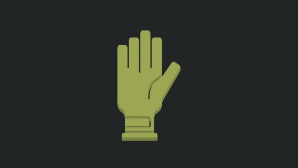 绿色高尔夫手套图标隔离在黑色背景 运动器材 运动服 4K视频运动图形动画 — 图库视频影像