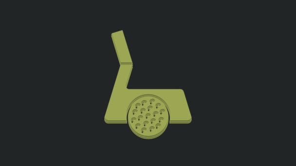 Зелений Гольф Клуб Кульковою Іконою Ізольований Чорному Тлі Відеографічна Анімація — стокове відео