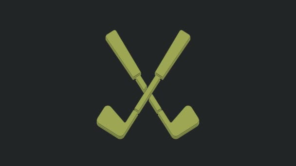 Green Crossed Golf Club Symbol Isoliert Auf Schwarzem Hintergrund Video — Stockvideo