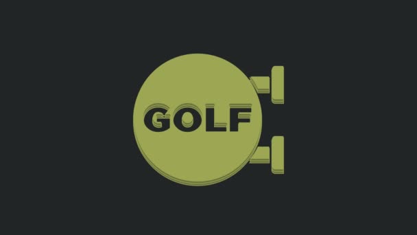 Green Golf Icono Del Club Deportivo Aislado Sobre Fondo Negro — Vídeo de stock