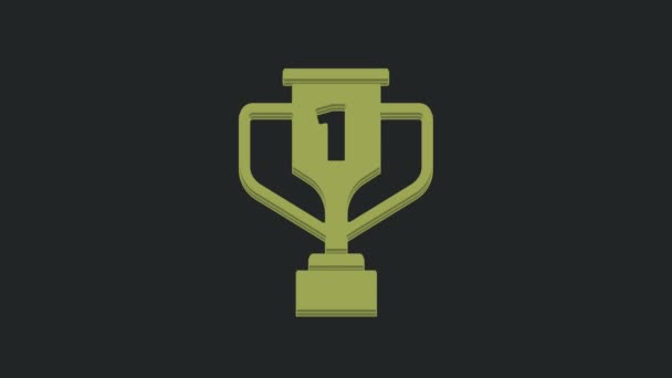 Green Award Cup Golf Icon Isolated Black Background Winner Trophy — Stock Video