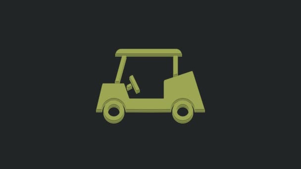 Icona Auto Golf Verde Isolato Sfondo Nero Golf Cart Animazione — Video Stock