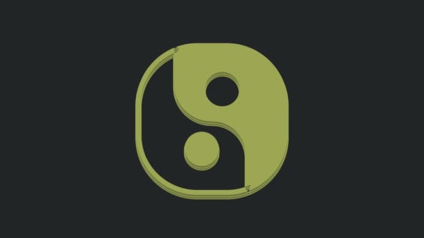 Yin Yang Verde Símbolo Harmonia Equilíbrio Ícone Isolado Fundo Preto — Vídeo de Stock