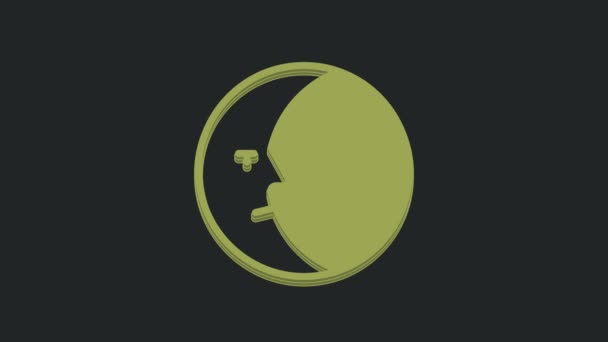 Ikona Zielonego Księżyca Czarnym Tle Animacja Graficzna Ruchu Wideo — Wideo stockowe