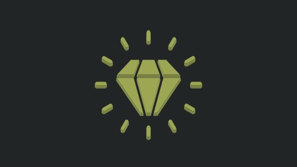Green Diamond Symbol Isoliert Auf Schwarzem Hintergrund Schmuck Symbol Edelstein — Stockvideo