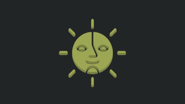 Ikona Zeleného Slunce Izolovaná Černém Pozadí Grafická Animace Pohybu Videa — Stock video