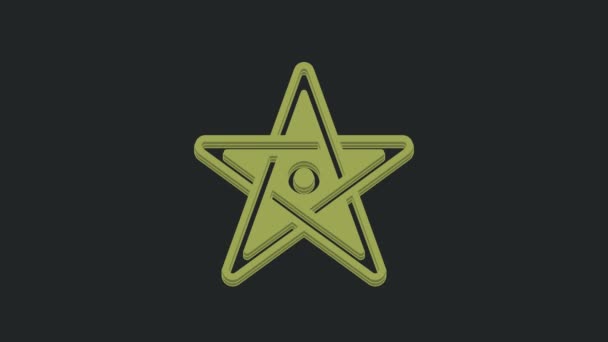 黒の背景に隔離された緑の五角形のアイコン 魔法のオカルトスターシンボル 4Kビデオモーショングラフィックアニメーション — ストック動画