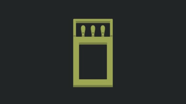 Zelená Otevřít Krabičku Zápalek Shoduje Ikonu Izolované Černém Pozadí Grafická — Stock video
