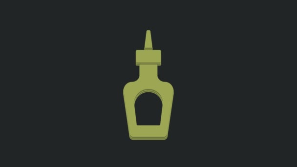 Pictograma Sticlei Sos Verde Izolată Fundal Negru Ketchup Muștar Sticle — Videoclip de stoc