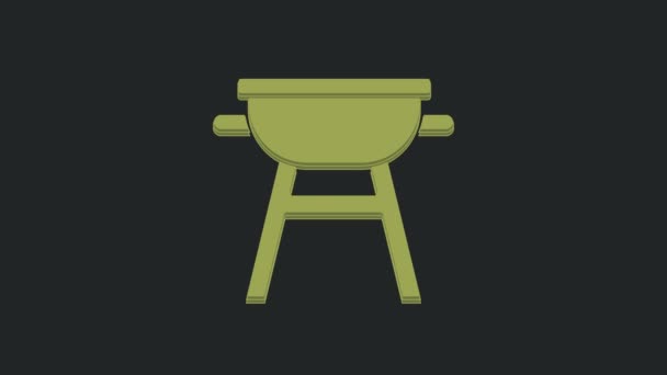 Green Barbecue Grill Icon Isolated Black Background Bbq Grill Party — Stock Video