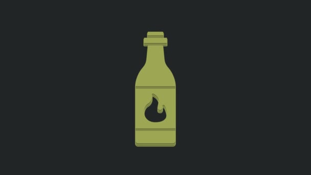 绿色塔巴斯科酱油图标孤立在黑色背景 辣椒辣椒辣椒酱 4K视频运动图形动画 — 图库视频影像