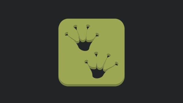 绿色青蛙爪子脚印图标孤立在黑色背景 4K视频运动图形动画 — 图库视频影像