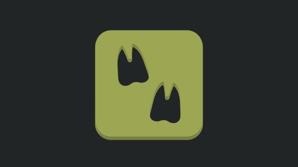 黒の背景に隔離された緑のラクダの足の足跡アイコン 4Kビデオモーショングラフィックアニメーション — ストック動画
