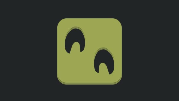 绿色马爪脚印图标孤立在黑色背景 4K视频运动图形动画 — 图库视频影像