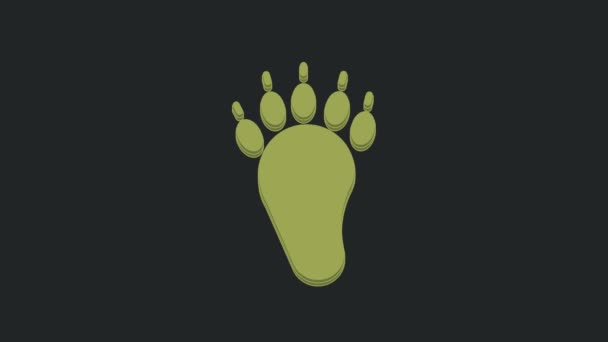 Ikona Stopy Zelené Medvědice Izolovaná Černém Pozadí Grafická Animace Pohybu — Stock video