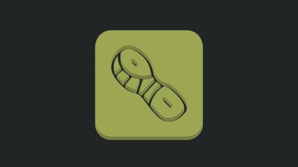 绿色人类脚印鞋图标孤立在黑色背景 4K视频运动图形动画 — 图库视频影像