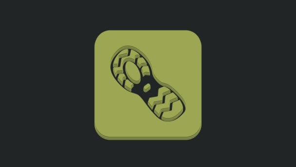 Grüne Menschliche Fußabdrücke Schuhe Symbol Isoliert Auf Schwarzem Hintergrund Schuhsohle — Stockvideo