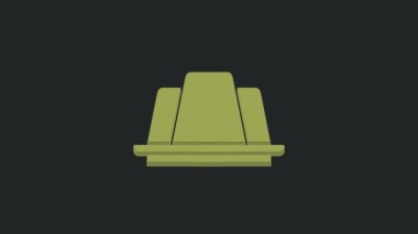 Siyah arkaplanda izole edilmiş yeşil jöleli pasta ikonu. Jöleli puding. 4K Video hareketli grafik canlandırması.