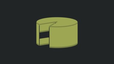 Siyah arkaplanda Yeşil Kek simgesi izole edildi. Doğum günün kutlu olsun. 4K Video hareketli grafik canlandırması.