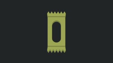 Siyah arkaplanda yeşil şeker simgesi izole edildi. 4K Video hareketli grafik canlandırması.