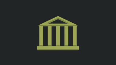 Atina, Akropolis ve Yunanistan 'dan Yeşil Parthenon siyah arka planda izole edildi. Antik Yunan ulusal simgesi. 4K Video hareketli grafik canlandırması.