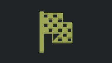 Siyah arkaplanda yeşil kareli bayrak simgesi izole edildi. Yarış bayrağı. 4K Video hareketli grafik canlandırması.